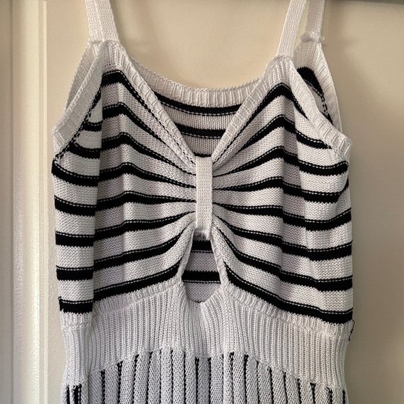Striped Knit Midi Dress in White and Black - Picture 2 of 2